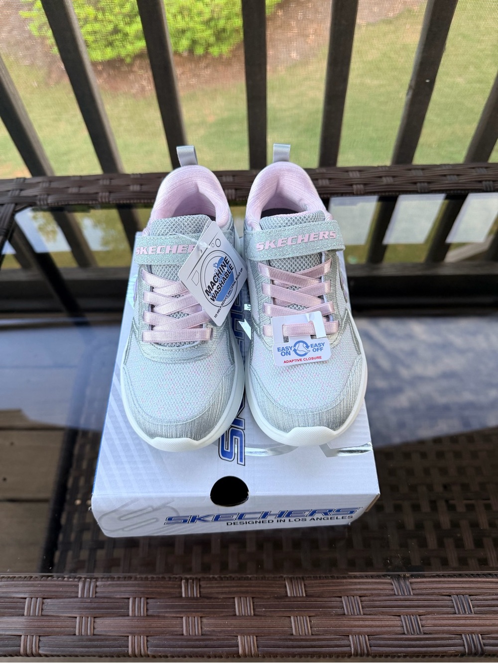 Skechers Girls' Light Pink and Silver Slip-On Athletic Sneakers Size 12 NWT - Picture 7 of 9